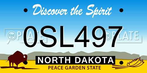 0SL497 North Dakota License Plate