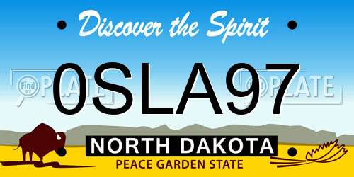 0SLA97 North Dakota License Plate