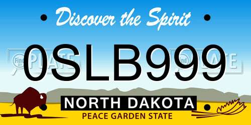 0SLB999 North Dakota License Plate