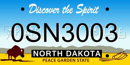 0SN3003 North Dakota License Plate