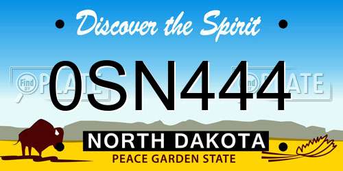 0SN444 North Dakota License Plate