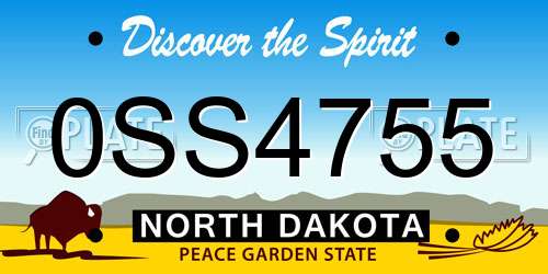 0SS4755 North Dakota License Plate