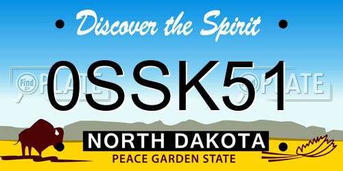 0SSK51 North Dakota License Plate