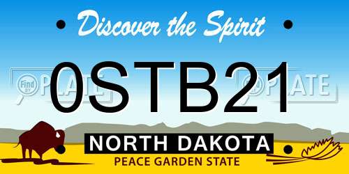0STB21 North Dakota License Plate