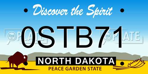0STB71 North Dakota License Plate
