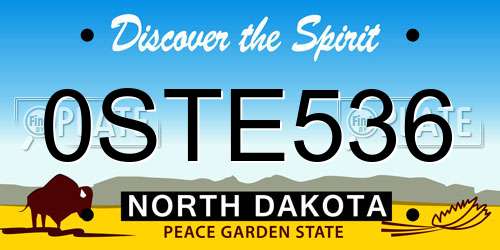 0STE536 North Dakota License Plate