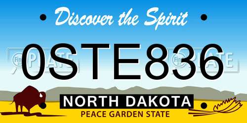 0STE836 North Dakota License Plate