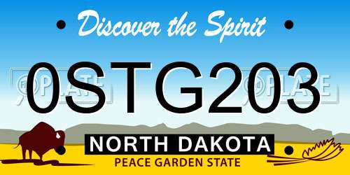 0STG203 North Dakota License Plate
