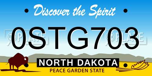0STG703 North Dakota License Plate