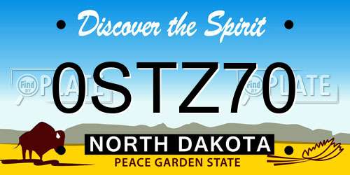 0STZ70 North Dakota License Plate