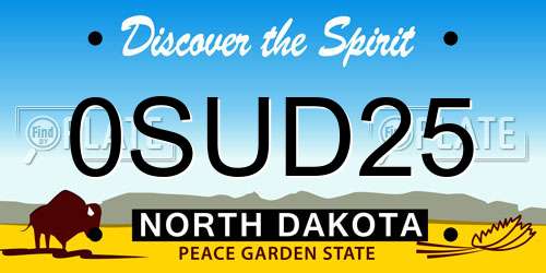 0SUD25 North Dakota License Plate