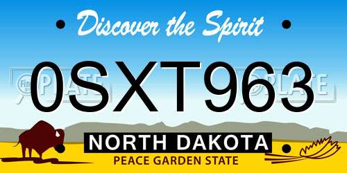 0SXT963 North Dakota License Plate
