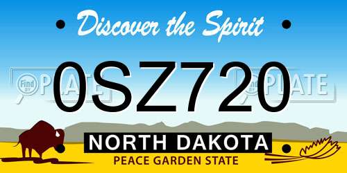 0SZ720 North Dakota License Plate