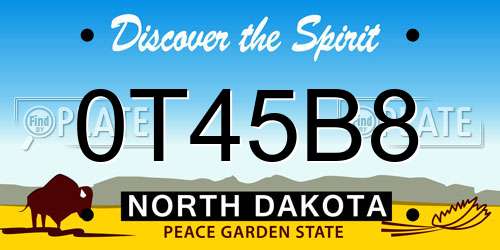 0T45B8 North Dakota License Plate