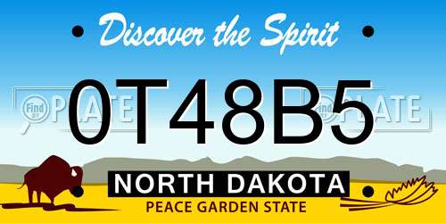 0T48B5 North Dakota License Plate