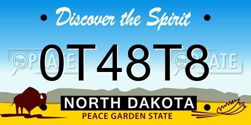0T48T8 North Dakota License Plate