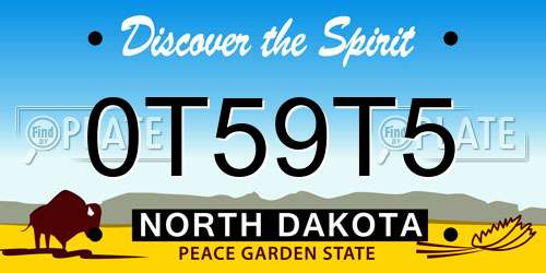 0T59T5 North Dakota License Plate