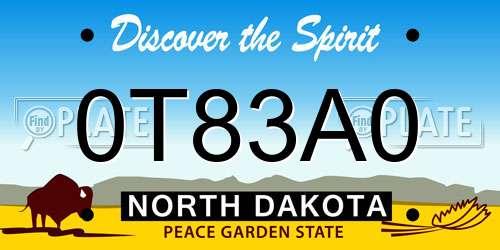 0T83A0 North Dakota License Plate