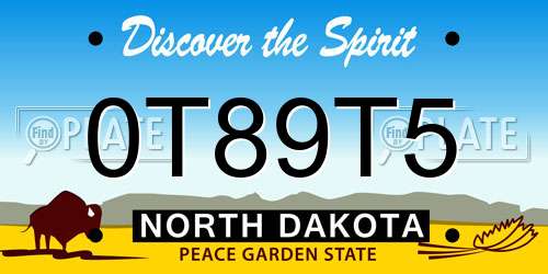0T89T5 North Dakota License Plate