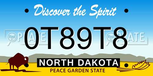 0T89T8 North Dakota License Plate