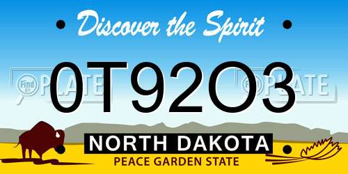 0T92O3 North Dakota License Plate
