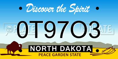 0T97O3 North Dakota License Plate