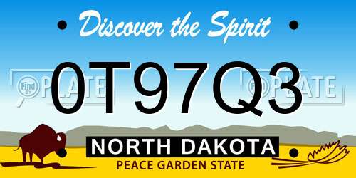 0T97Q3 North Dakota License Plate