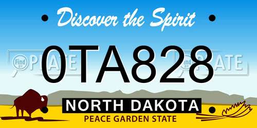 0TA828 North Dakota License Plate