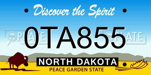 0TA855 North Dakota License Plate