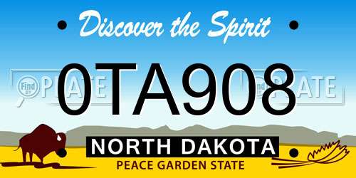 0TA908 North Dakota License Plate