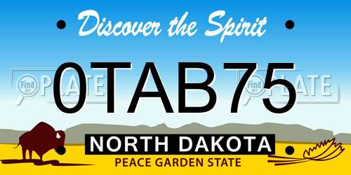 0TAB75 North Dakota License Plate