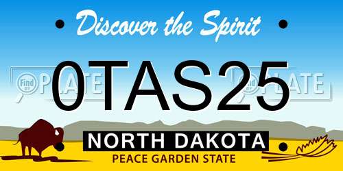 0TAS25 North Dakota License Plate