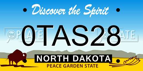 0TAS28 North Dakota License Plate