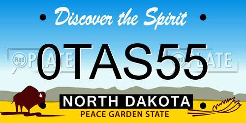 0TAS55 North Dakota License Plate