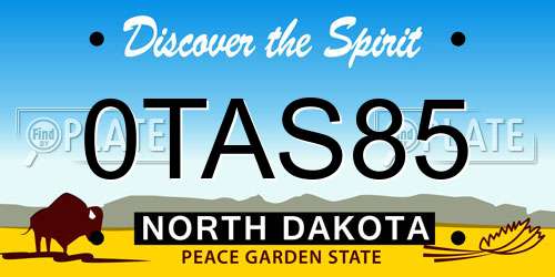 0TAS85 North Dakota License Plate