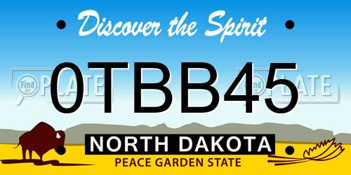 0TBB45 North Dakota License Plate