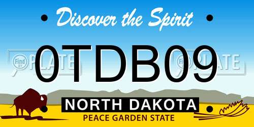 0TDB09 North Dakota License Plate