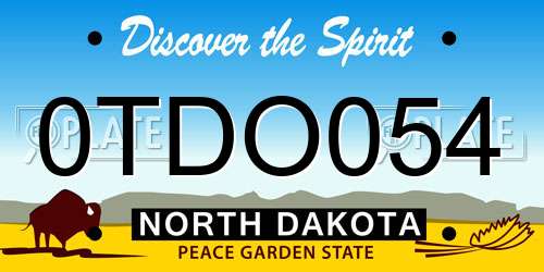 0TDO054 North Dakota License Plate