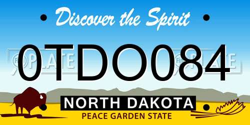 0TDO084 North Dakota License Plate