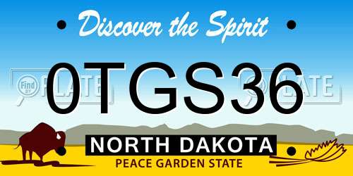 0TGS36 North Dakota License Plate
