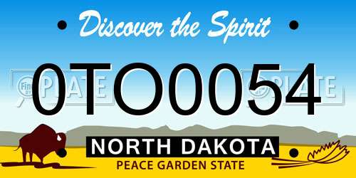 0TO0054 North Dakota License Plate