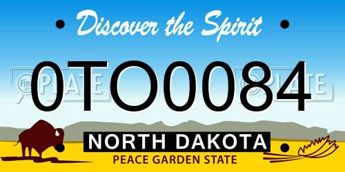 0TO0084 North Dakota License Plate
