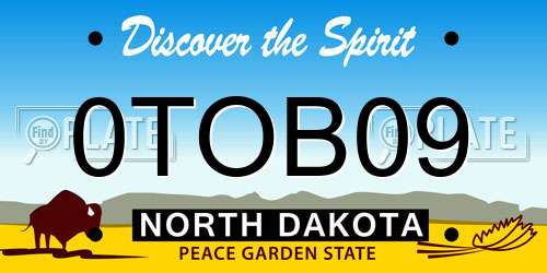 0TOB09 North Dakota License Plate