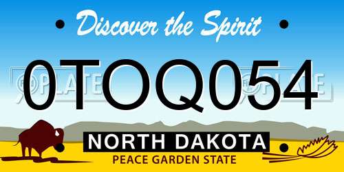 0TOQ054 North Dakota License Plate