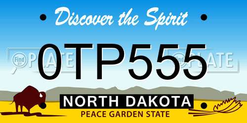 0TP555 North Dakota License Plate