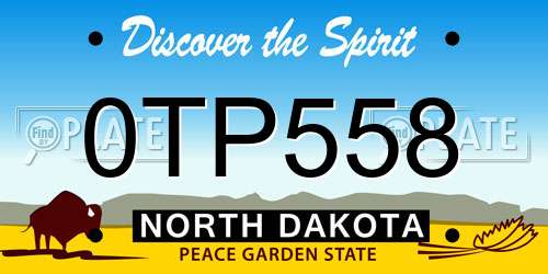 0TP558 North Dakota License Plate