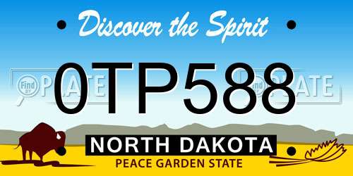 0TP588 North Dakota License Plate