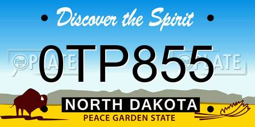 0TP855 North Dakota License Plate