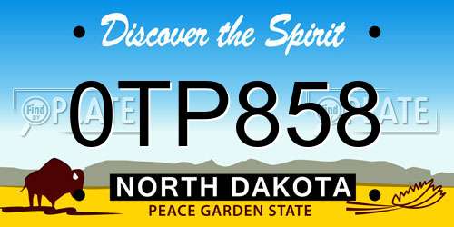 0TP858 North Dakota License Plate