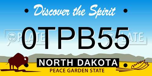 0TPB55 North Dakota License Plate